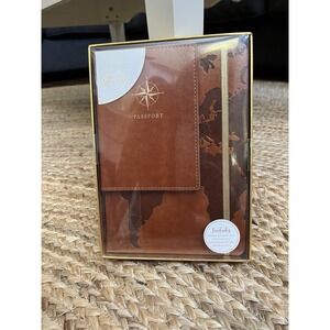 New Eccolo Passport Holder & Journal Compass Map Gift Set Travel Vacation Cruise
